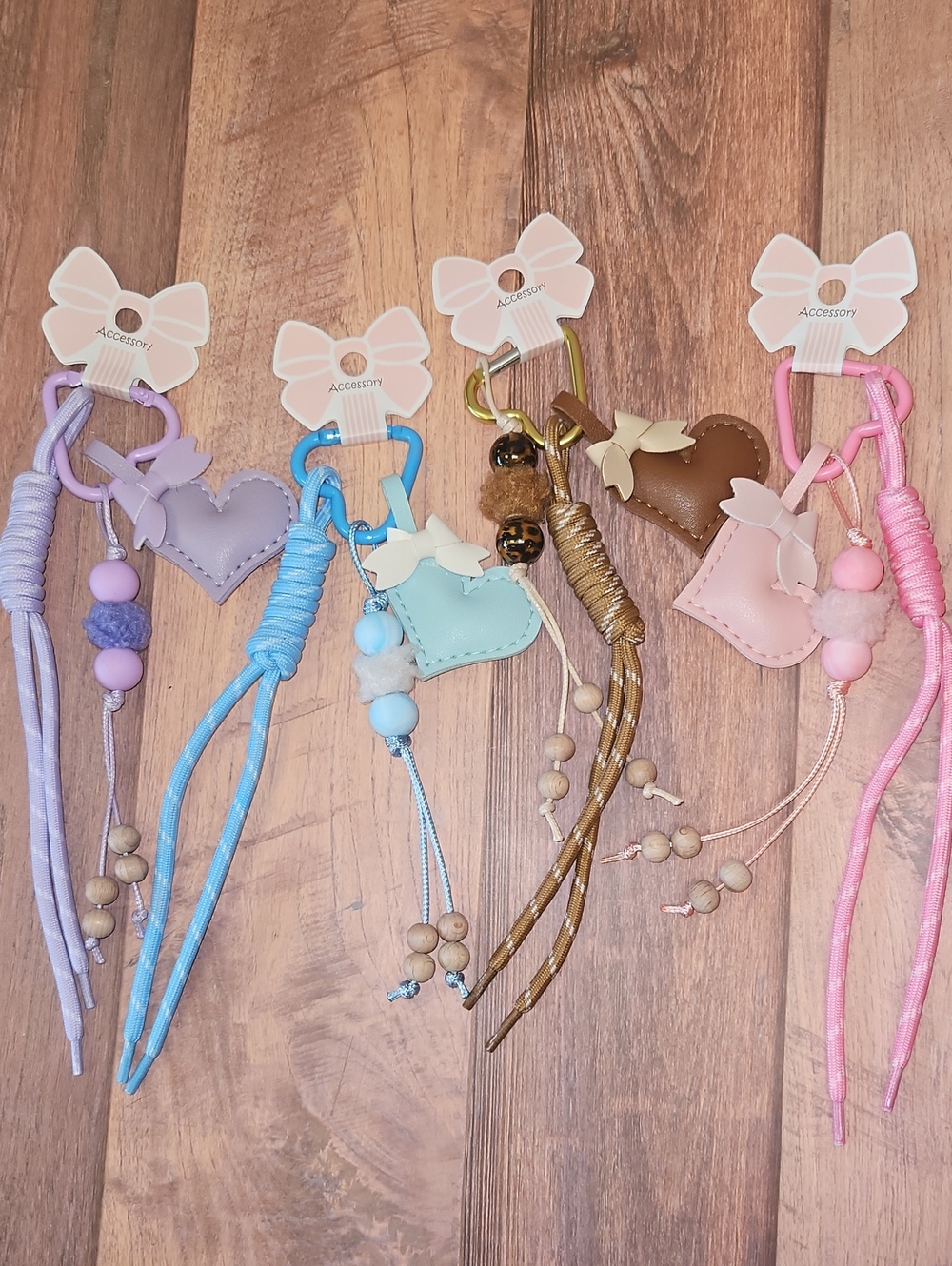 Pastel Heart Charm Keychains New
